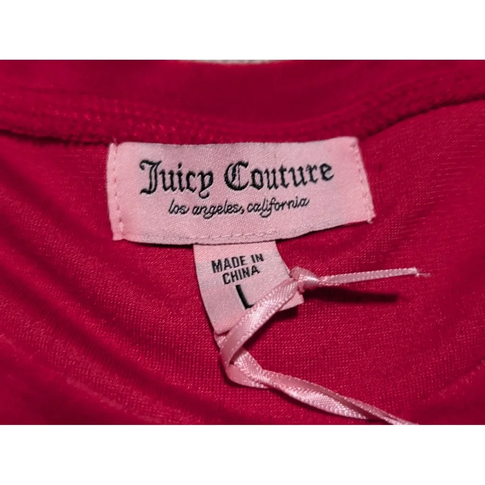 Juicy Couture Velour Tracksuit Set Red Rhinestone Crewneck Sweatshirt Pants‎ L - Picture 3 of 14